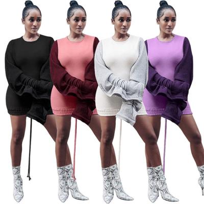 China Breathable Women's Autumn Long Sleeve Dress Women's Clothing Skirt Solid Knitting Casual Outfits Long for sale