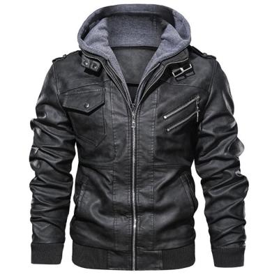 China 2020 New Men's PU Jacket Plus Size Hooded Men's Leather Jacket Youth Plus Thick Velvet Coats for sale