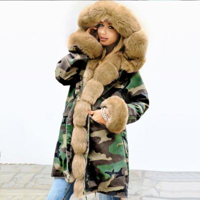 China New winter breathable cotton-padded warm jacket and coat mid length cotton-padded velvet jacket fur collar long sleeve coat big for sale