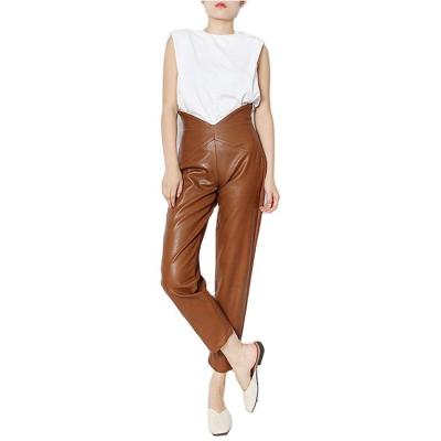 China 2020 Women PU Pants Lady Fashion Viable Casual Leather Pants for sale