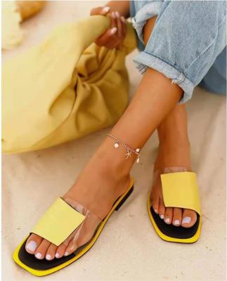 China Fashion trend women's slippers 2021 fashion solid color shoes summer flat sandals for sale