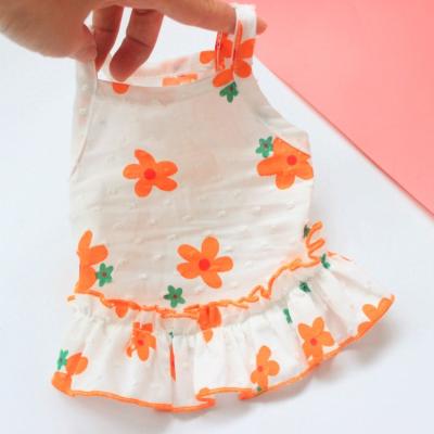 China Summer Breathable Dog Skirt Cotton Vivid Vest Pet Ties Skirt Puppy Dress Pet Clothes Supplies for sale