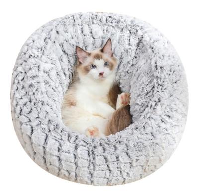 China Wholesale Custom Stocked Luxury Warm Fluffy Round Pet Bed For Dogs Pets Supplies for sale