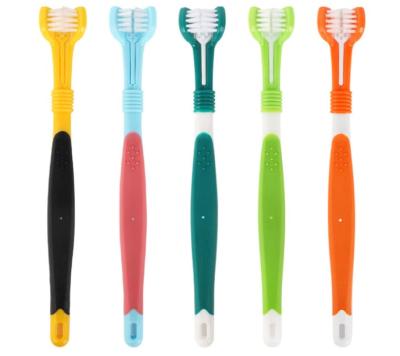 China Multi-Angle Three Head Toothbrush Wholesale Sustainable Pet Toothbrush Cleaning Big Dog for sale