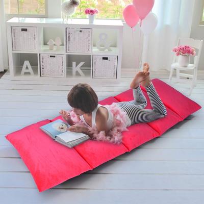 China Anti-Pull Shinnwa Pure Color Velvet Kids Floor Pillow Foldable Bed With Removable Cover for sale