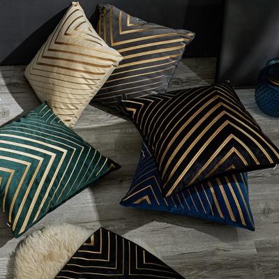 China Anti-Apnea Hign Quality Gold Applique Geometric Luxury Velvet Pillow Covers 45x45cm Home Decorative Sofa Cushion Cover for sale