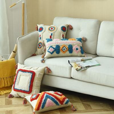 China Sustainable Shinnwa Latest Designs OEM High End Luxury Cotton Decorative Cushion Cover With Tassels for sale