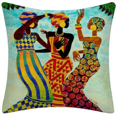 China Shinnwa Dancing Woman Pattern African 45*45cm Decorative Abstract Pillow Case Cushion Cover for sale