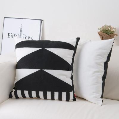 China Plain Shinnwa Geometry Fashion Decorative Black And White Stripes Square Cushion Covers For Sofa for sale