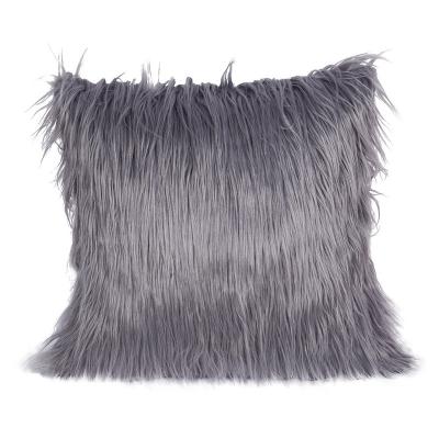 China Wholesale High Quality Simple Faux Fur Home Luxury Square Shape Gray Decor Pillow Cushion Covers for sale