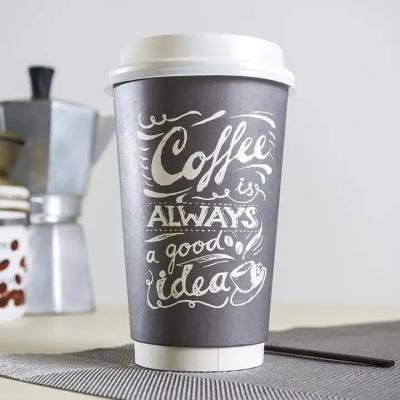 China 20oz 660ml PLA Aseptic Compostable Custom Printing Disposable Double Wall Paper Cup For Hot Drink With Lid for sale