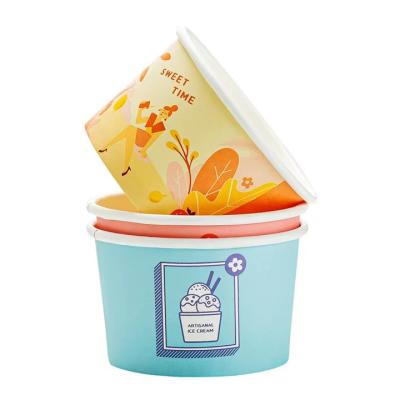 China 4oz 120ml Aseptic Ice Cream Bowl Custom Printed Logo Disposable Packaging Paper Bowl Ice Cream Bowls for sale