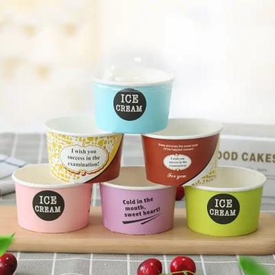 China 5oz 150ml aseptic ice cream bowl custom printed logo disposable paper bowl packaging for ice cream shop 5oz paper bowl for sale