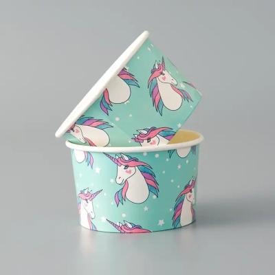 China 6oz 200ml Aseptic Food Grade Ice Cream Bowl Custom Printed 6oz Ice Cream Disposable Paper Cups With Lid for sale