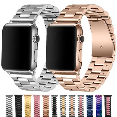 China Luxury Wholesale Solid Stainless Steel Three Beads Watch Band For Apple Watch 49mm 44mm 40mm Watch Strap Band Replacement High Quality for sale