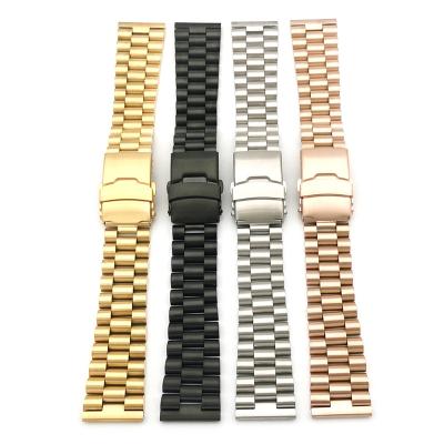 China Factory Price 3 Beads Classic 20 22mm Rice Stainless Steel Metal Watch Band Watch Strap For Diver Diving for sale