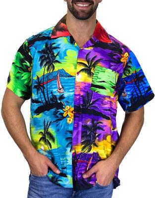 China Anti-pilling Men's Hawaiian Shirt Casual Loose Summer Fashion Print Short Sleeve Shirt Street Casual for sale