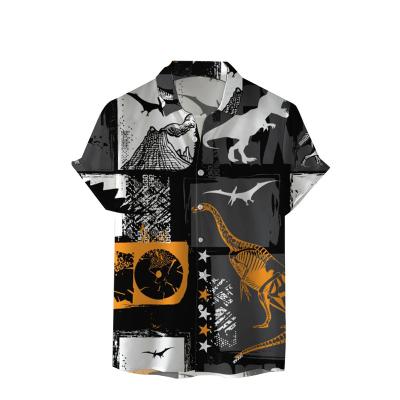 China New Hong Kong anti-pilling summer men's shirt printing direct sales large size casual men's short-sleeved shirt digital clothing factory for sale