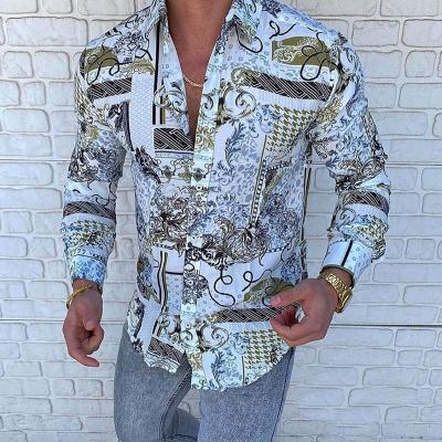 China European size anti-pilling 2022 new border men's printing floral Hawaiian autumn long-sleeved shirt cardigan men for sale