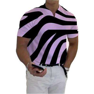 China Factory direct wholesale men's V-neck sports 3D t-shirt Anti-wrinkle printing trend short sleeve T-shirt for sale