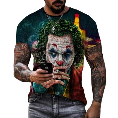 China Anti-wrinkle factory direct wholesale men's new custom color 3D clown pattern printing short-sleeved T-shirt round neck T-shirt for sale