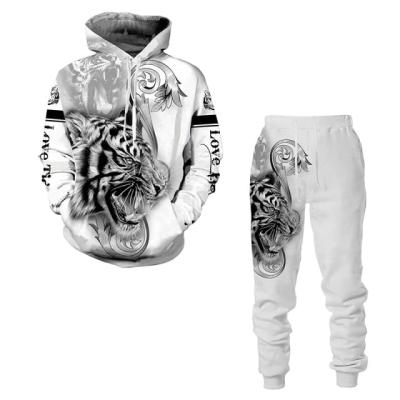 China Tiger Breathable Men's Hoodie and Pants 2 Piece 3D Printed Tracksuit Autumn Women's Tracksuit Set Warm Comfort Set for sale