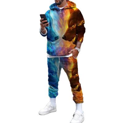 China 2022 Breathable New Element Printing Men's Painted Hooded Sweater Set for sale