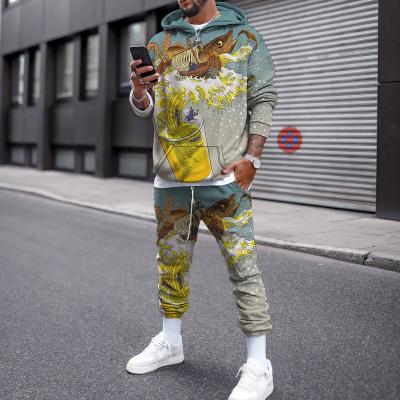 China 2022 Foreign Trade Breathable New Contrast Color Tie Dye Hooded Men's Sweater Suit for sale