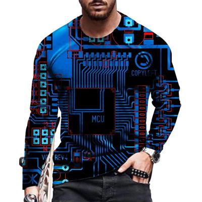 China 2022 New Men's Chip Cool Tech Printing Casual Anti-Wrinkle Long Sleeve Shirt for sale