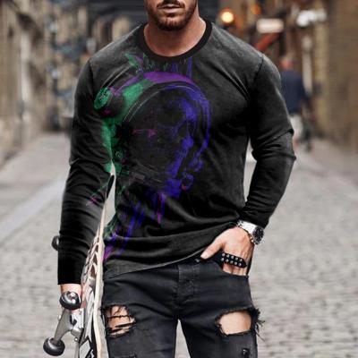 China 2022 Anti-wrinkle Fashion Mens Metallic Punk 3D Printed Long Sleeve Top for sale