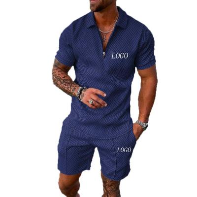 China QUICK DRY men's foreign trade summer to trace custom logo short-sleeved polo shirt + shorts two-piece set for sale