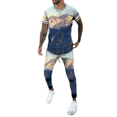 China Wholesale foreign trade men's short-sleeved pants printed leisure T-shirt suit multicolor optional QUICK DRY. for sale