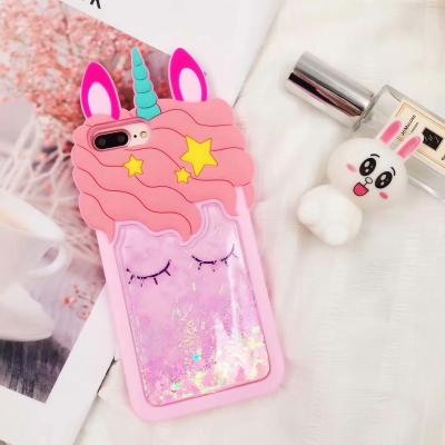 China 3D Cartoon Quicksand Unicorn Soft Silicone Stars Phone Shockproof Case For iPhone 11 pro XS max XR XS max 6S 6S plus 7 8 plus for sale