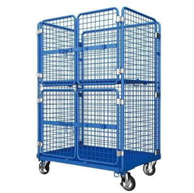 China Warehouse Collapsible Folding Storage Cage / Roll Steel Container for sale