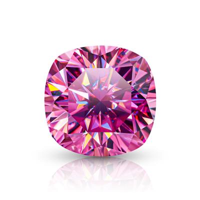 China Color Play Or Fire AuGain Moissanite Plated Color Cushion Cut Shape Pink Moissanite for sale