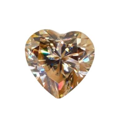 China High Quality Beautiful Fire Shape Champagne Heart Cut Lab Grown Moissanite Color Or Price Per Piece Gemstone Diamonds For Jewelry for sale