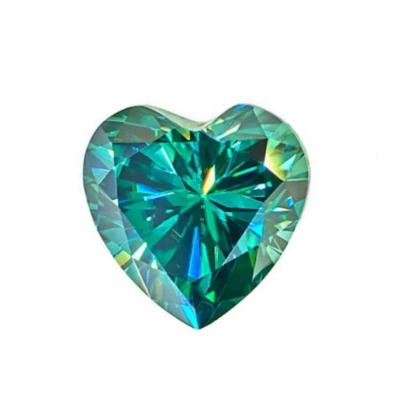 China AuGain Gem Stone Gra Certificate Green Heart Moissanite Color Set Or Cut Vvs Loose Moissanite Diamond From Fire for sale