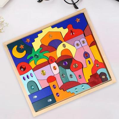 China 100% Eco-friendly Oriental Wooden Brick Building Puzzle Children Castles Learning Creativity Kids Toy Gifts for sale