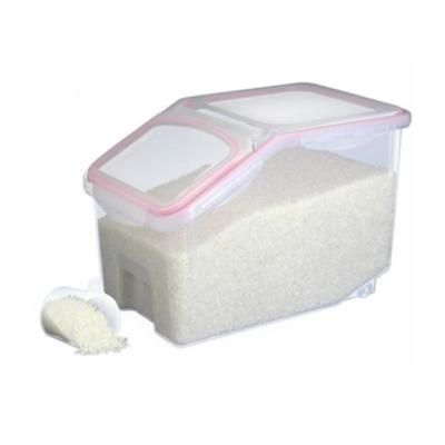 China Plastic Freshness Preservation 10kg Rice Bin Food Storage Container Box With Flip Lock Lid for sale