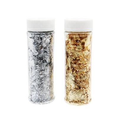 China Chocolate factory hot sale 2g bottle gold silver foil flakes for cake decoration for sale