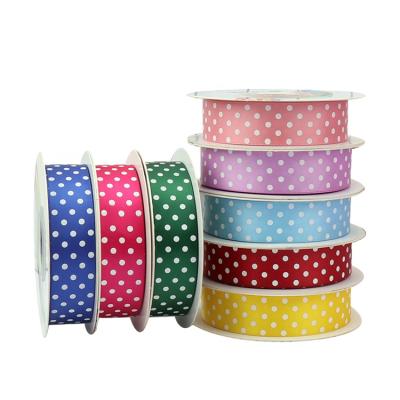 China Factory Direct Viable Fashion Polyester Colorful 100% Satin Dot Printed Ribbon Roll for sale