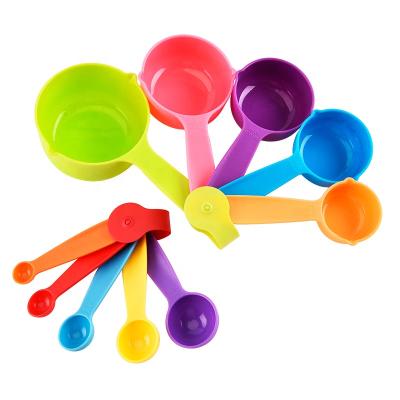 China Viable 10-PACK Plastic Kitchen Tools Measuring Cups And Spoons Colorful Set for sale