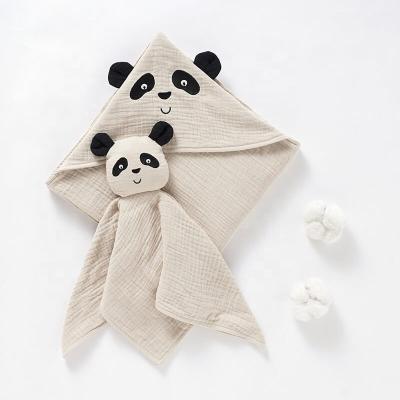 China Wholesale Portable Baby Gift Set Lovely Animal Style Infant Baby Wrap Panda Lovey Comforter Cute Covering for sale