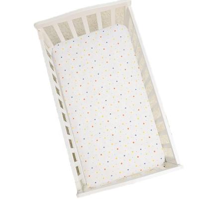 China Hot Selling Super Soft Printed Organic Muslin 100% Cotton Crib Sheets Baby Fitted 132x71x26cm for sale