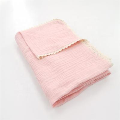 China Low MOQ Europe Wholesale Lace Trim 120cm Organic Cotton Muslin Blanket for sale