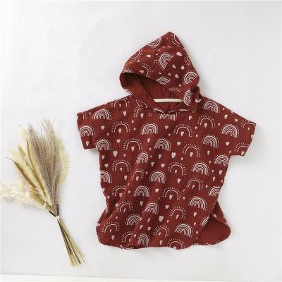 China Europe Gauze Print Baby Bathrobe Wholesale Organic Cotton 0-6T for sale