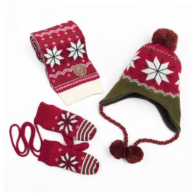 China Winter Warm Plush Crochet Baby Hat Glove Scarf 3pcs Set S(1-4T)/M(4-12T) for sale