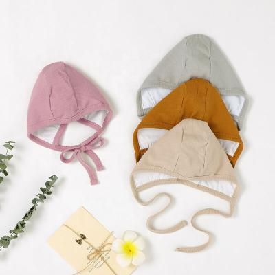 China Double Layer Plain Dyed Baby Hood Hat Organic Wholesale Baby Lace Hat 0-6M for sale