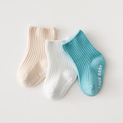 China Autumn Winter Cotton Baby Spring Slip Unisex Baby Socks Anti Bumps 3 Pairs Pack 0-1T/1-3T/3-5T for sale