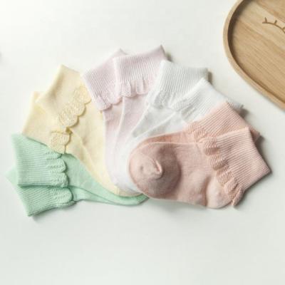 China 5Pairs Pack 0-1T Cotton Lace Trim Spring Summer Breathable Baby Booties 0-1T/1-3T/3-5T for sale